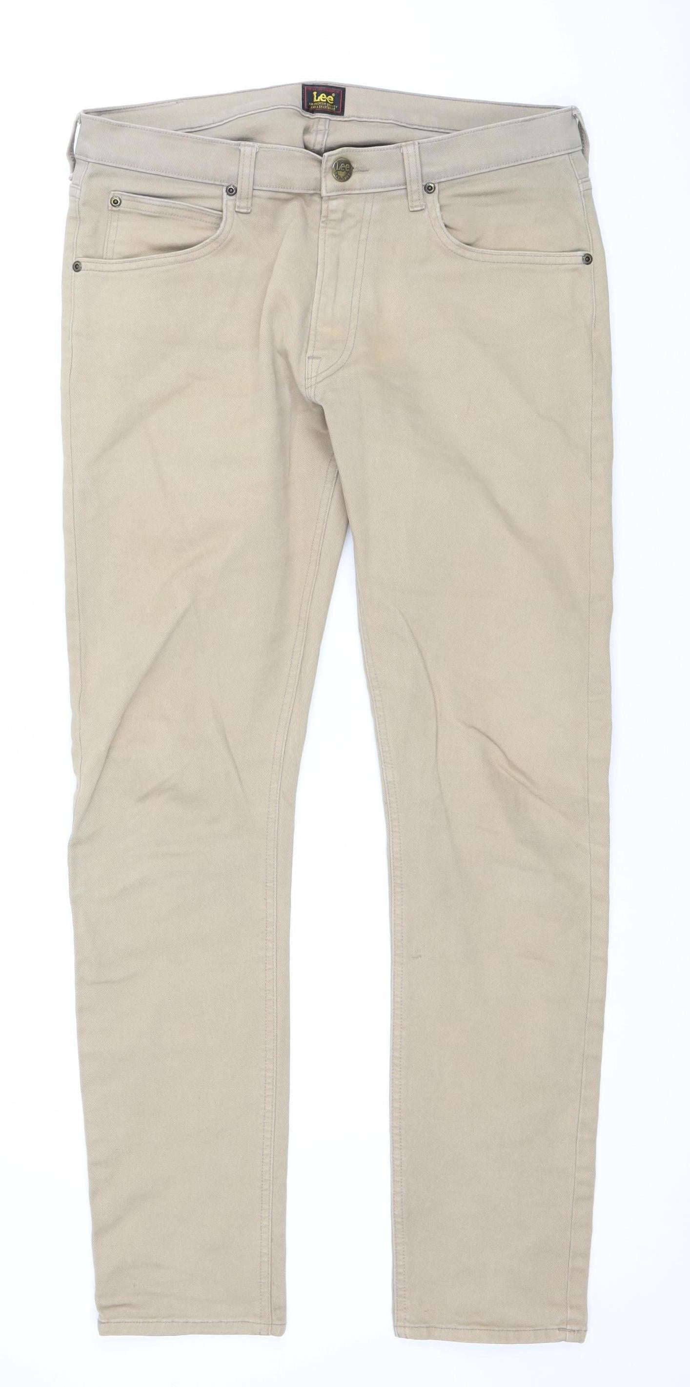 Lee Men's Beige Luke Slim Straight Jeans W32 L32