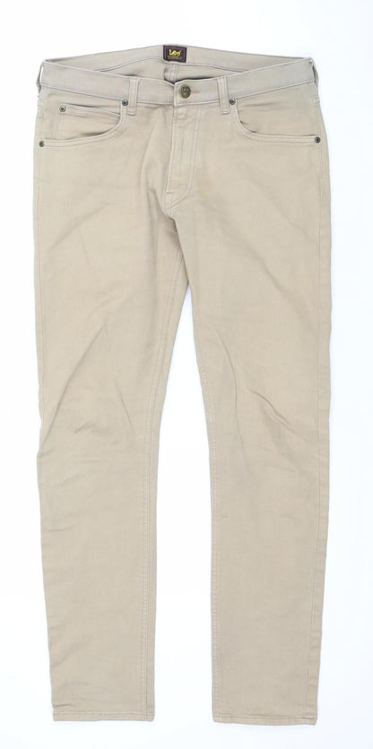 Lee Men's Beige Luke Slim Straight Jeans W32 L32