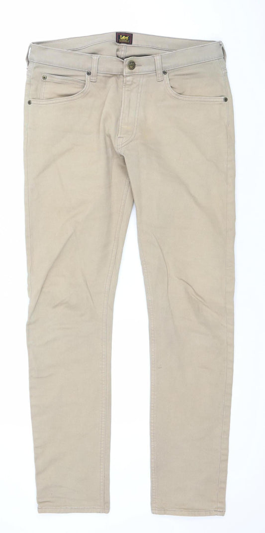 Lee Men's Beige Luke Slim Straight Jeans W32 L32