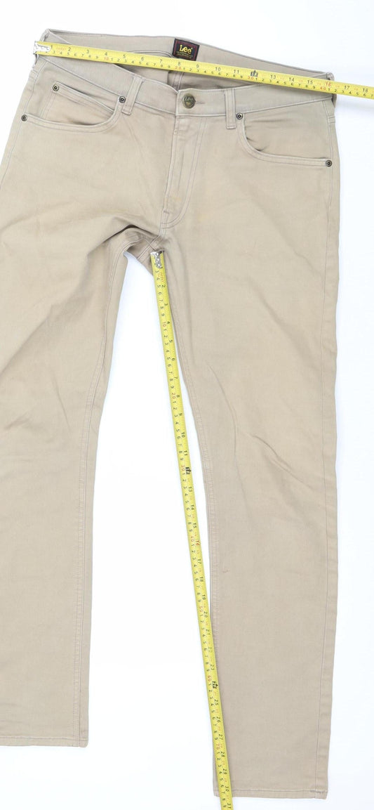 Lee Men's Beige Luke Slim Straight Jeans W32 L32