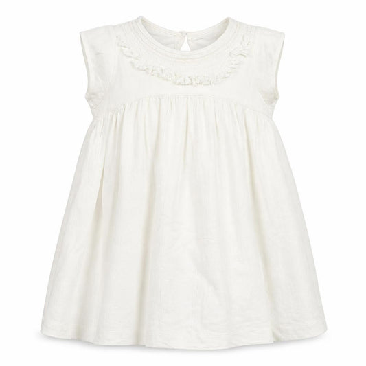 Mango Women Ivory Sleeveless Shift Dress Size 8 Ruffle Detail