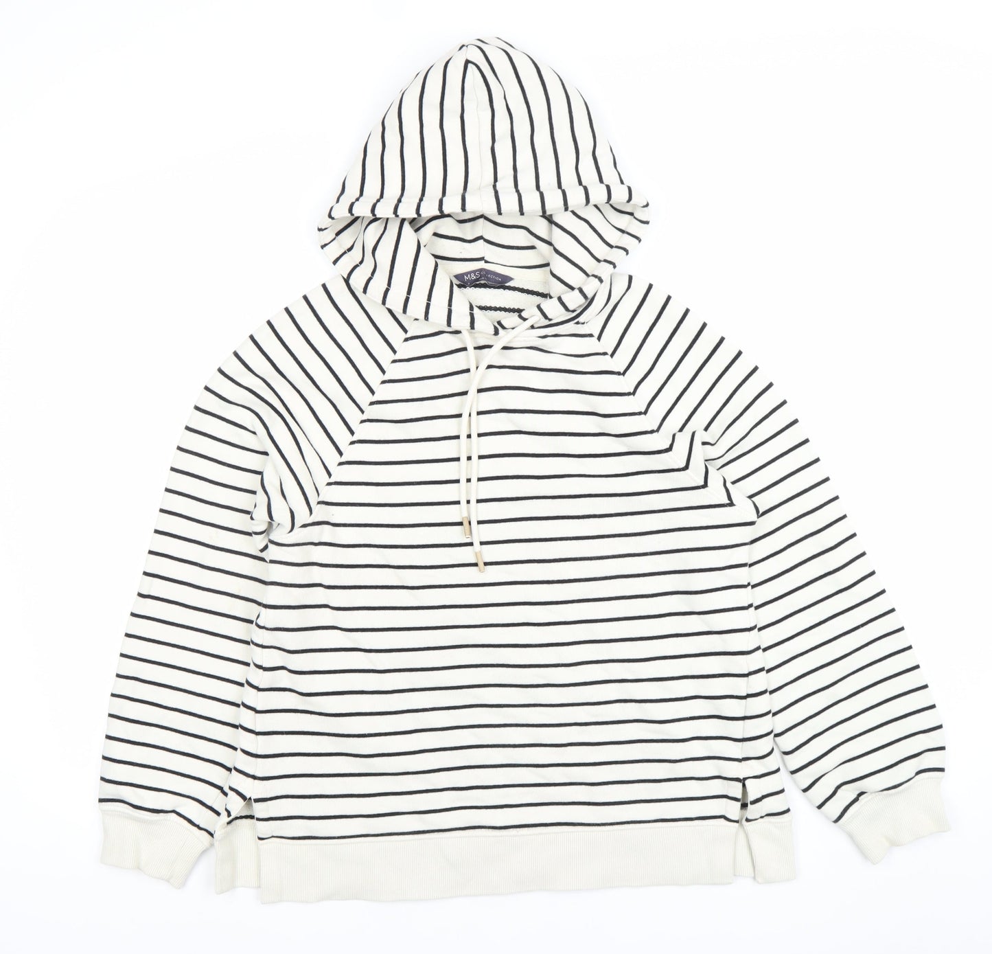 Marks and Spencer Women’s Black & White Stripe Cotton Hoodie UK 6