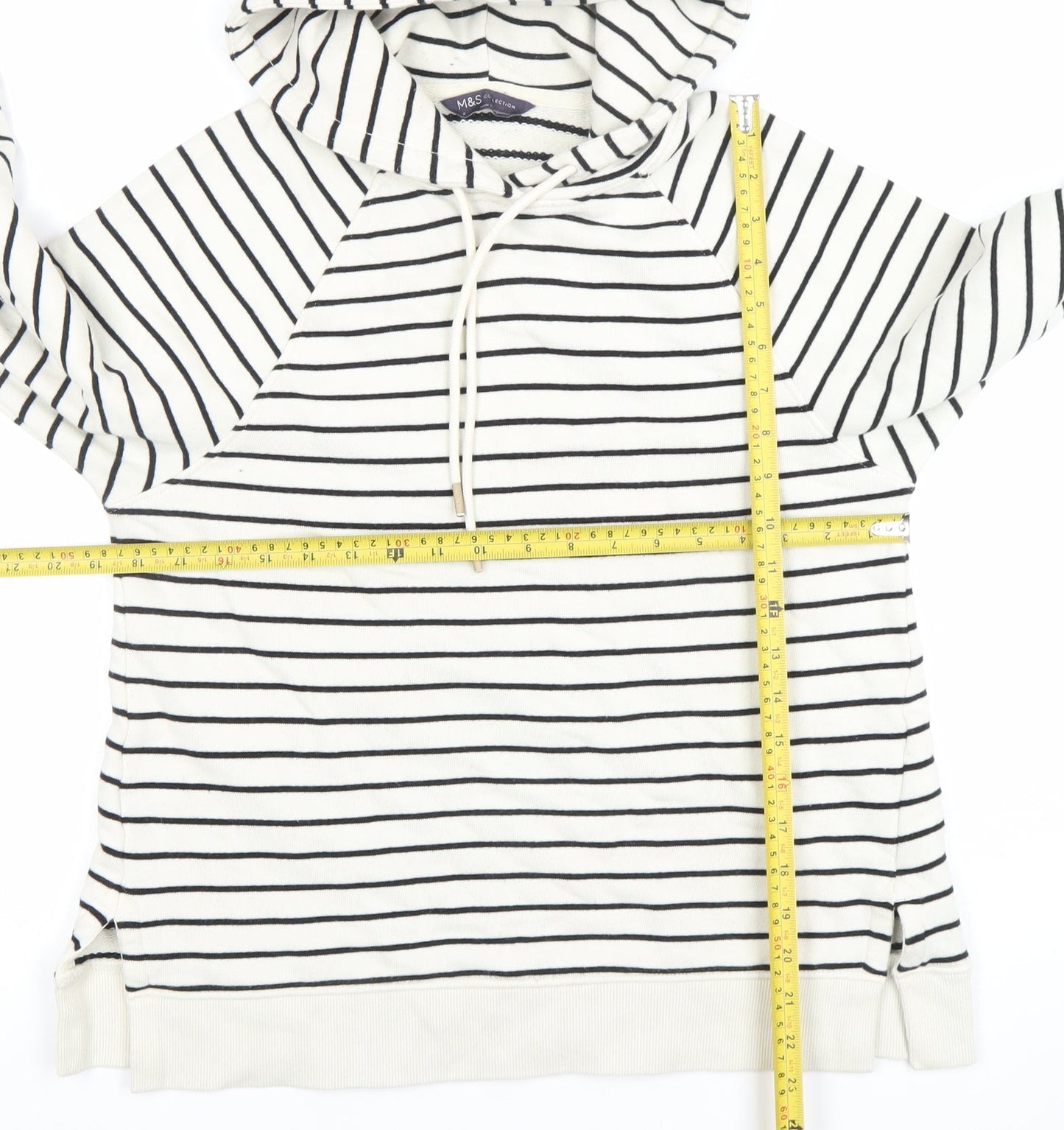 Marks and Spencer Women’s Black & White Stripe Cotton Hoodie UK 6