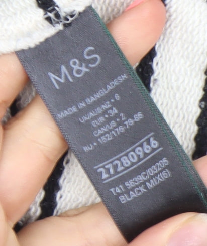 Marks and Spencer Women’s Black & White Stripe Cotton Hoodie UK 6