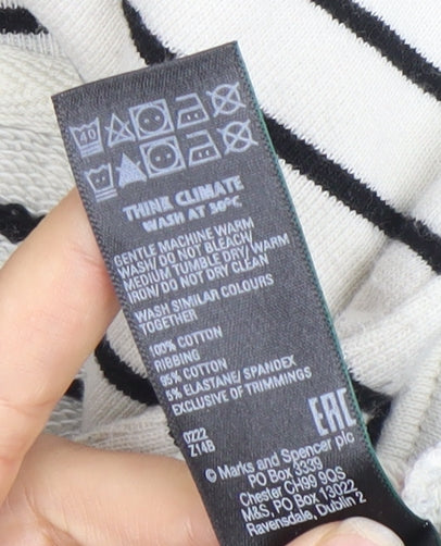 Marks and Spencer Women’s Black & White Stripe Cotton Hoodie UK 6