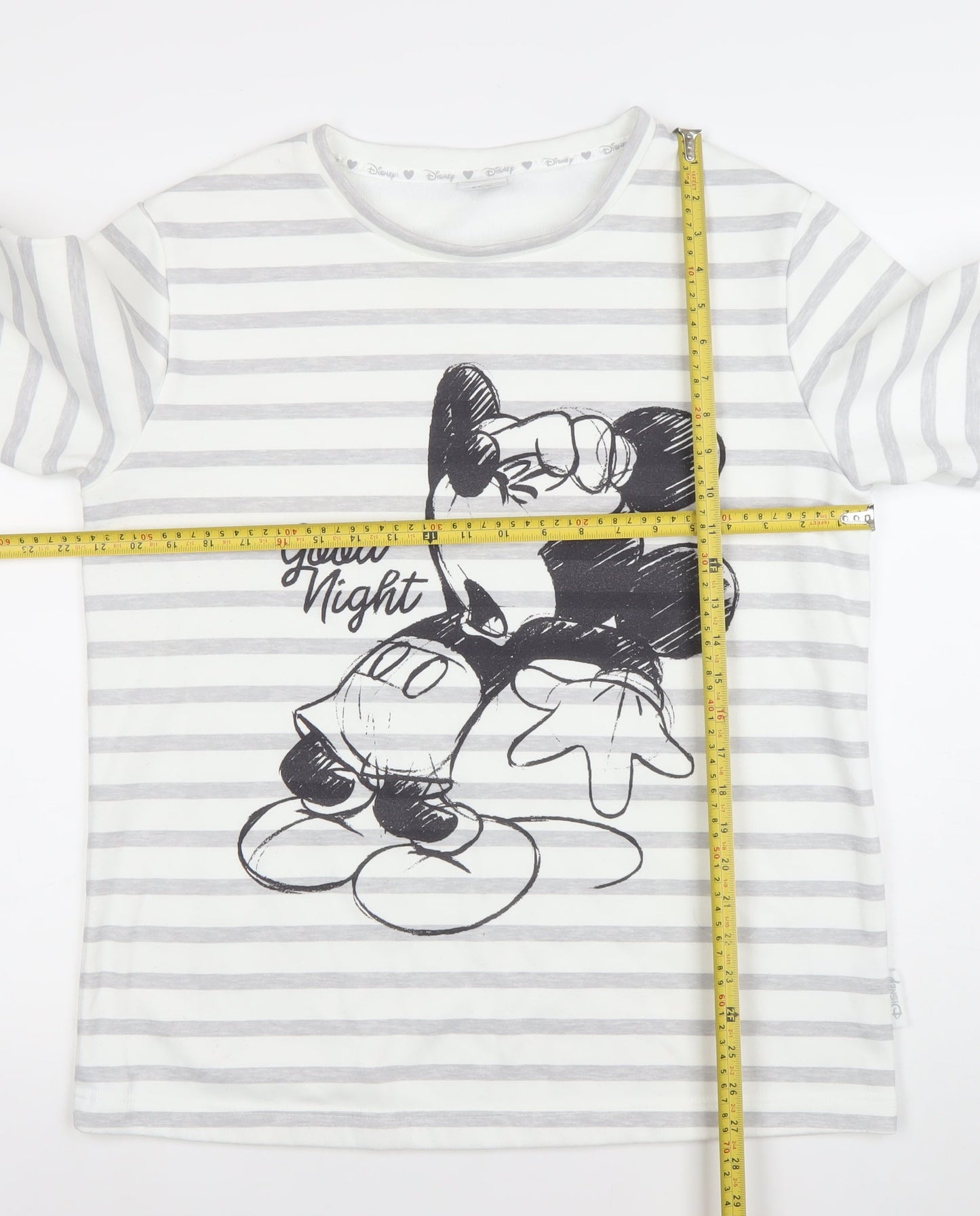 Disney Women's White Striped Mickey Mouse Nightshirt M