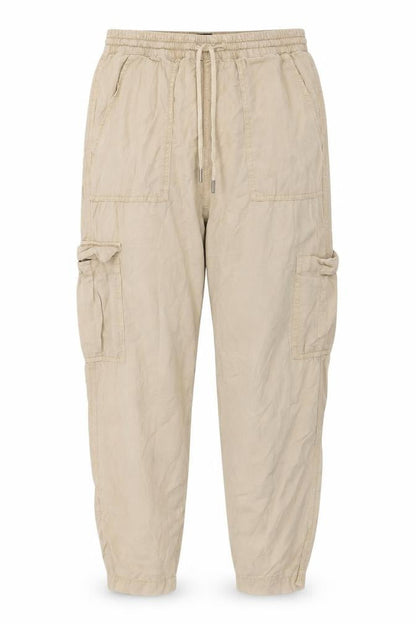 Opus Women's Beige Lyocell Cargo Trousers Size 8 Elastic Waist