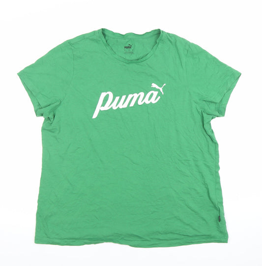 Puma Womens Green XL Basic Crew Neck Cotton T-Shirt
