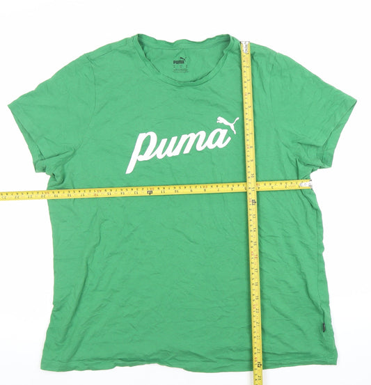 Puma Womens Green XL Basic Crew Neck Cotton T-Shirt