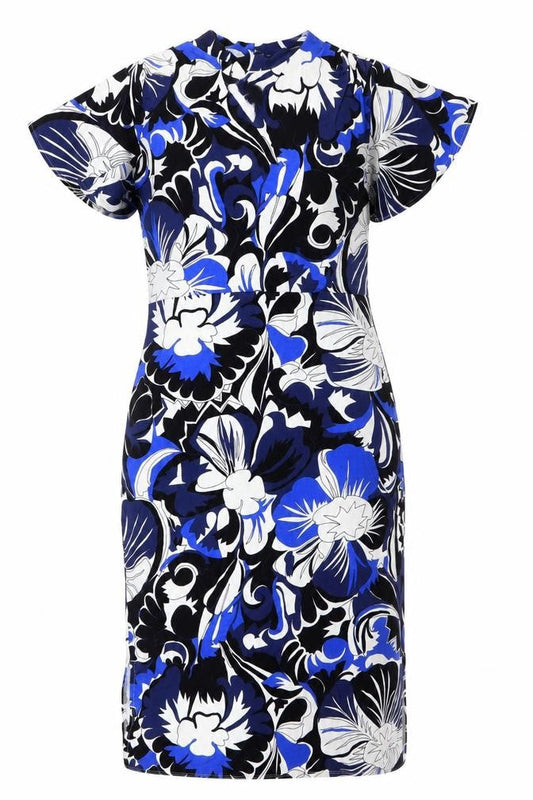 Karen Millen Women's Blue Floral One Shoulder Bodycon Dress Size 12