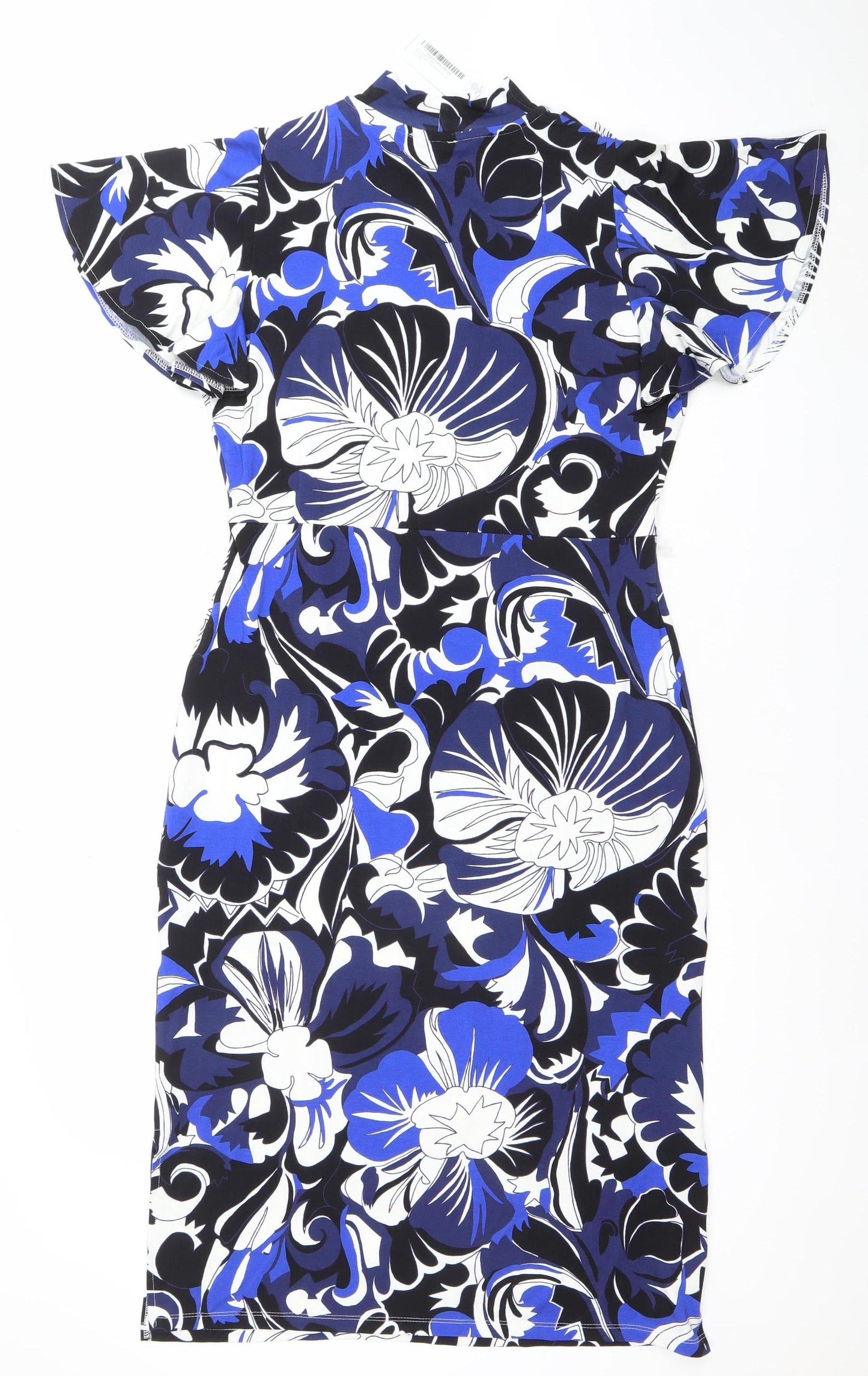 Karen Millen Women's Blue Floral One Shoulder Bodycon Dress Size 12