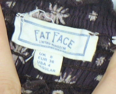 Fat Face Women Brown Floral Smocked A-Line Dress Size 8