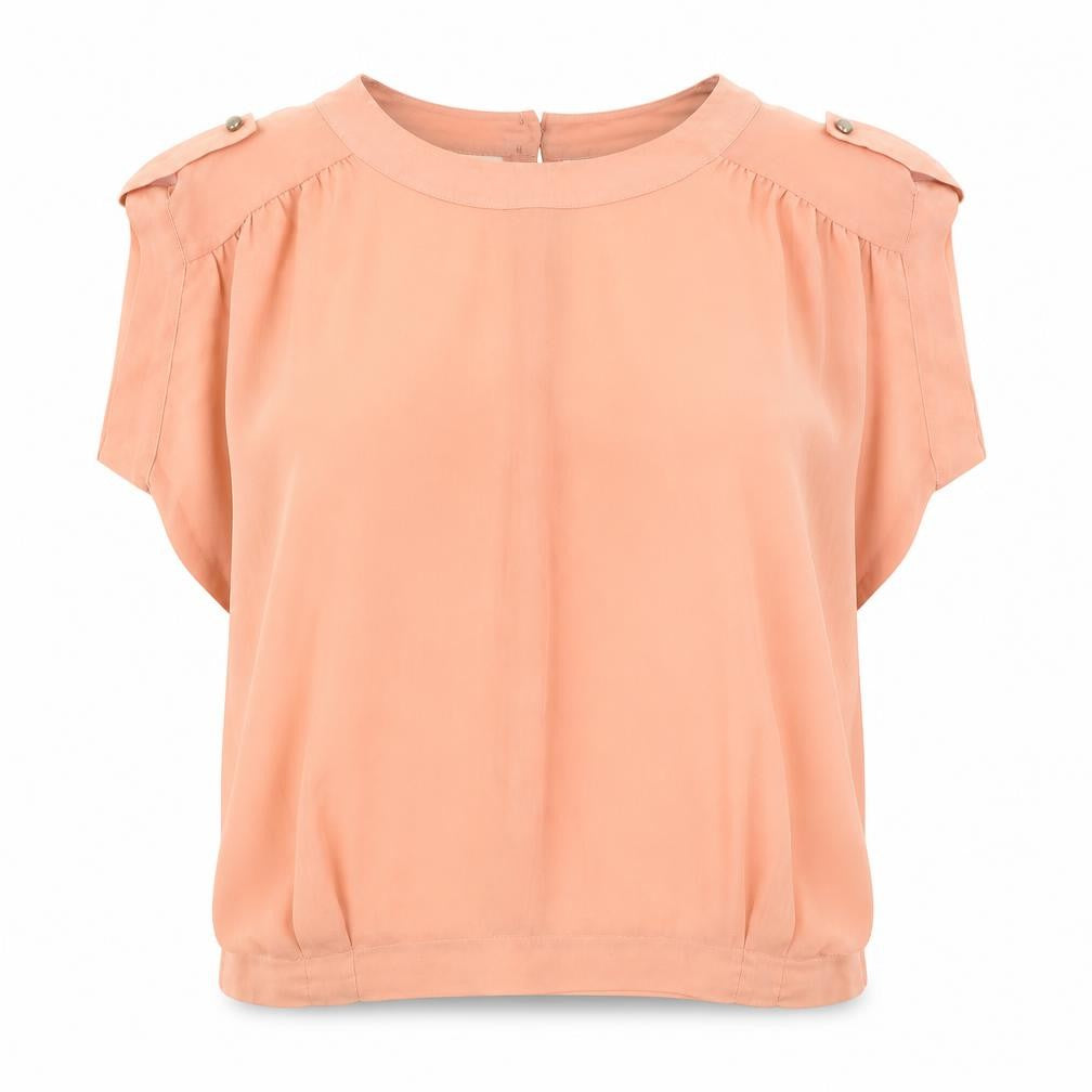 Front view of Miss Selfridge Women's Orange Short Sleeve Blouse, size 12