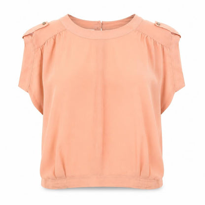 Front view of Miss Selfridge Women's Orange Short Sleeve Blouse, size 12