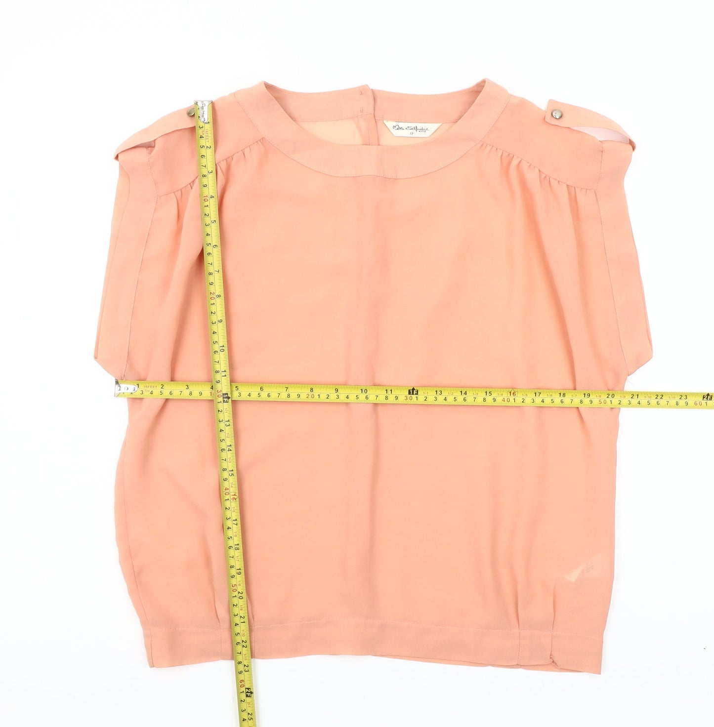 Miss Selfridge Women's Orange Short Sleeve Blouse Size 12