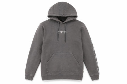 STATUS Men's Grey Pullover Hoodie Size M Logo Graphic Cotton Blend