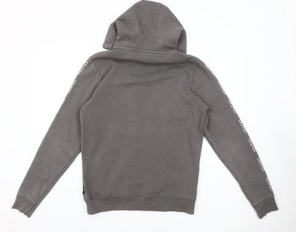 STATUS Men's Grey Pullover Hoodie Size M Logo Graphic Cotton Blend