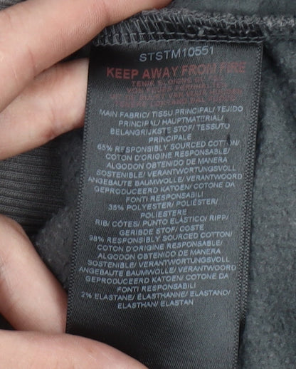 STATUS Men's Grey Pullover Hoodie Size M Logo Graphic Cotton Blend