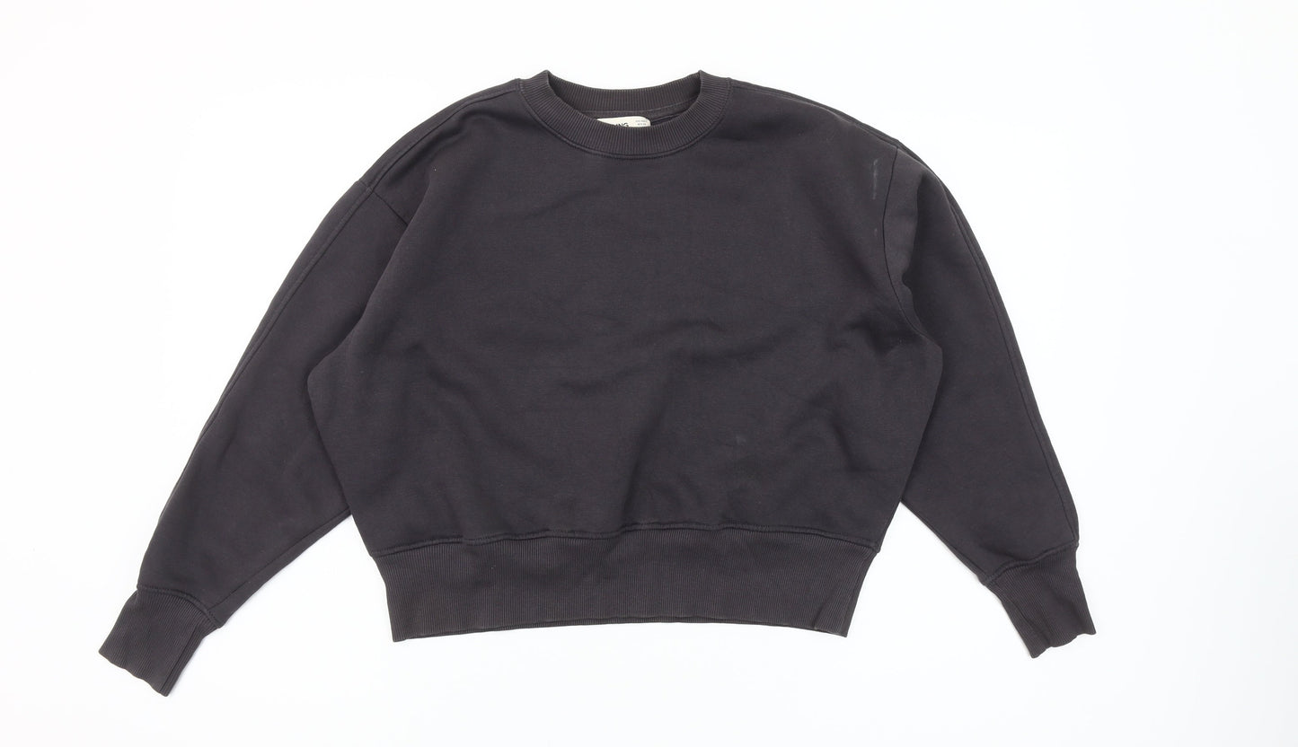 MNG Women's Black Cotton Blend Pullover Sweatshirt Size S
