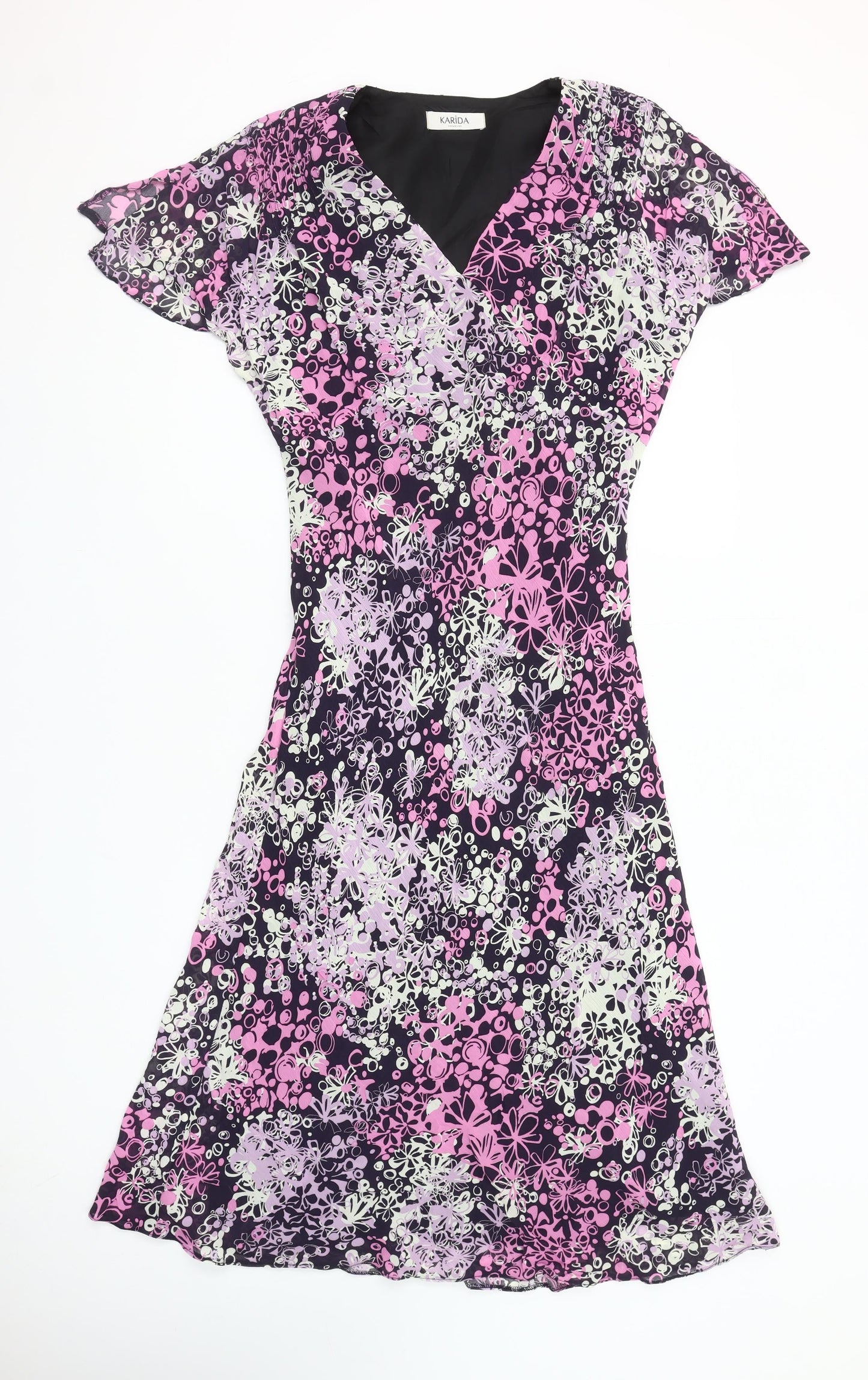 Karida Women’s Multicoloured Floral A-Line Knee Length Viscose Dress Size 10