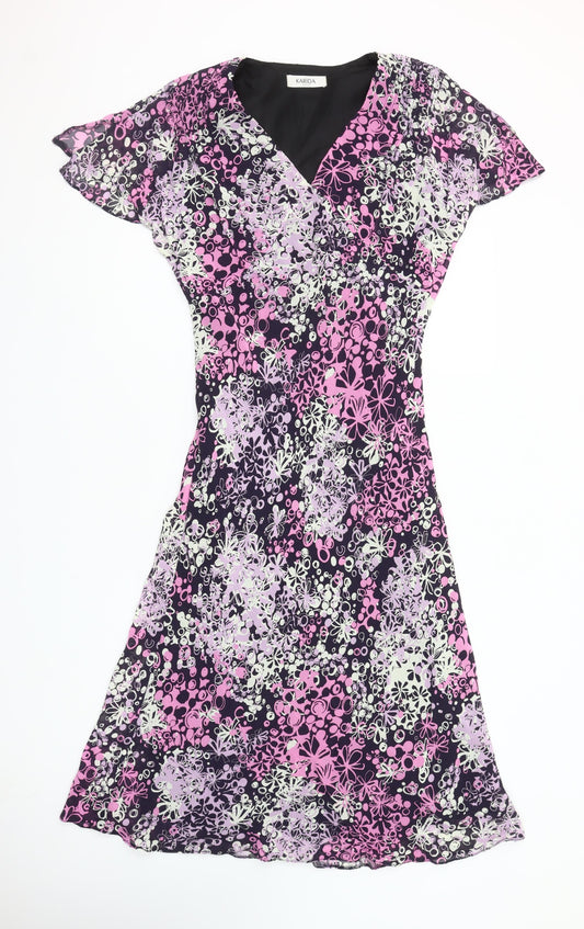 Karida Women’s Multicoloured Floral A-Line Knee Length Viscose Dress Size 10