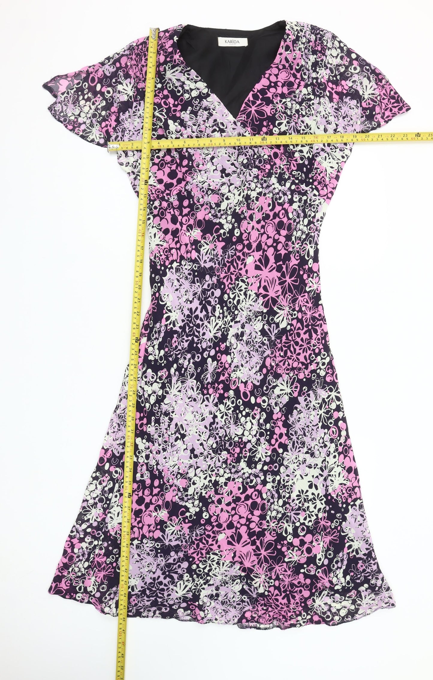 Karida Women’s Multicoloured Floral A-Line Knee Length Viscose Dress Size 10