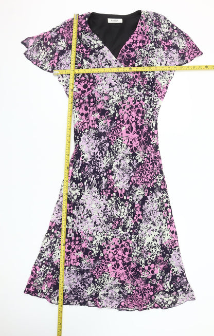 Karida Women’s Multicoloured Floral A-Line Knee Length Viscose Dress Size 10