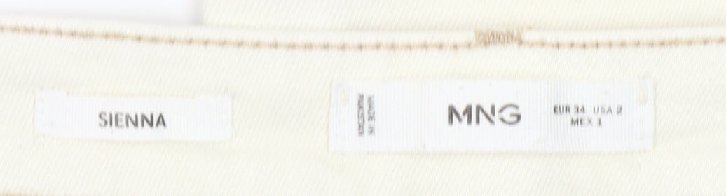 MNG Women's Ivory Straight Jeans Size 6 Sienna Style Frayed Hem
