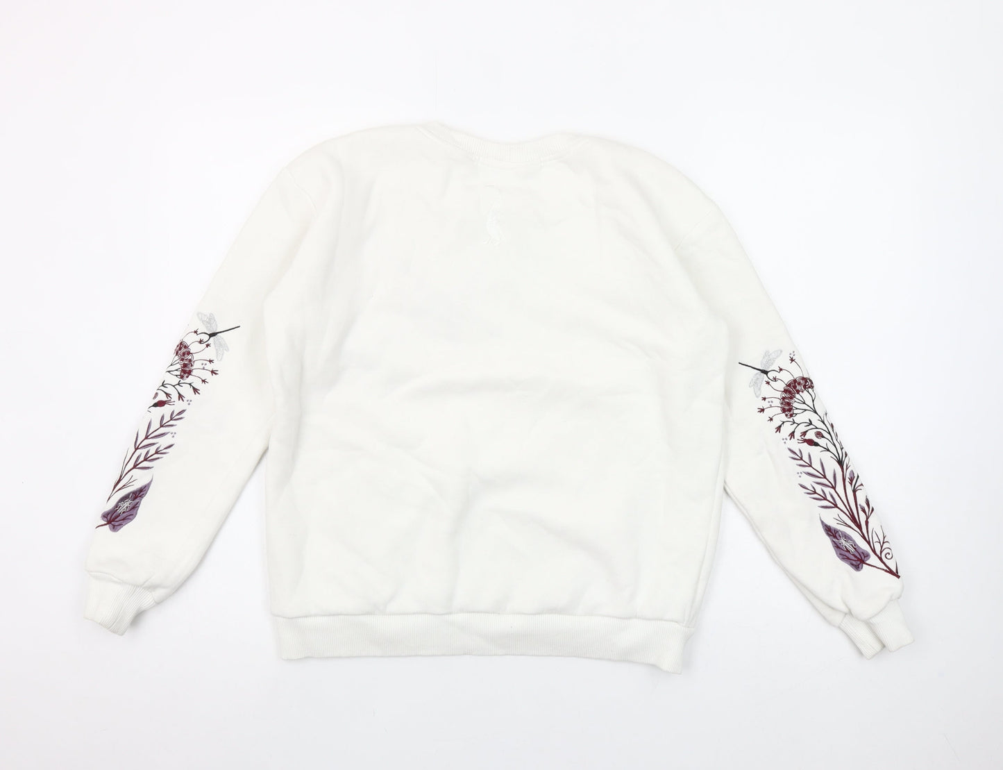 Goose Soman Womens Ivory Embroidered Dragonfly Sweatshirt Small