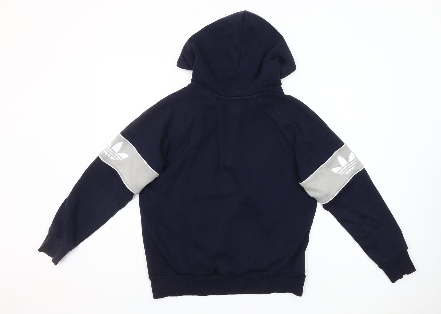 Adidas Womens Navy Blue Half Zip Hoodie Small Cotton Blend Logo Details