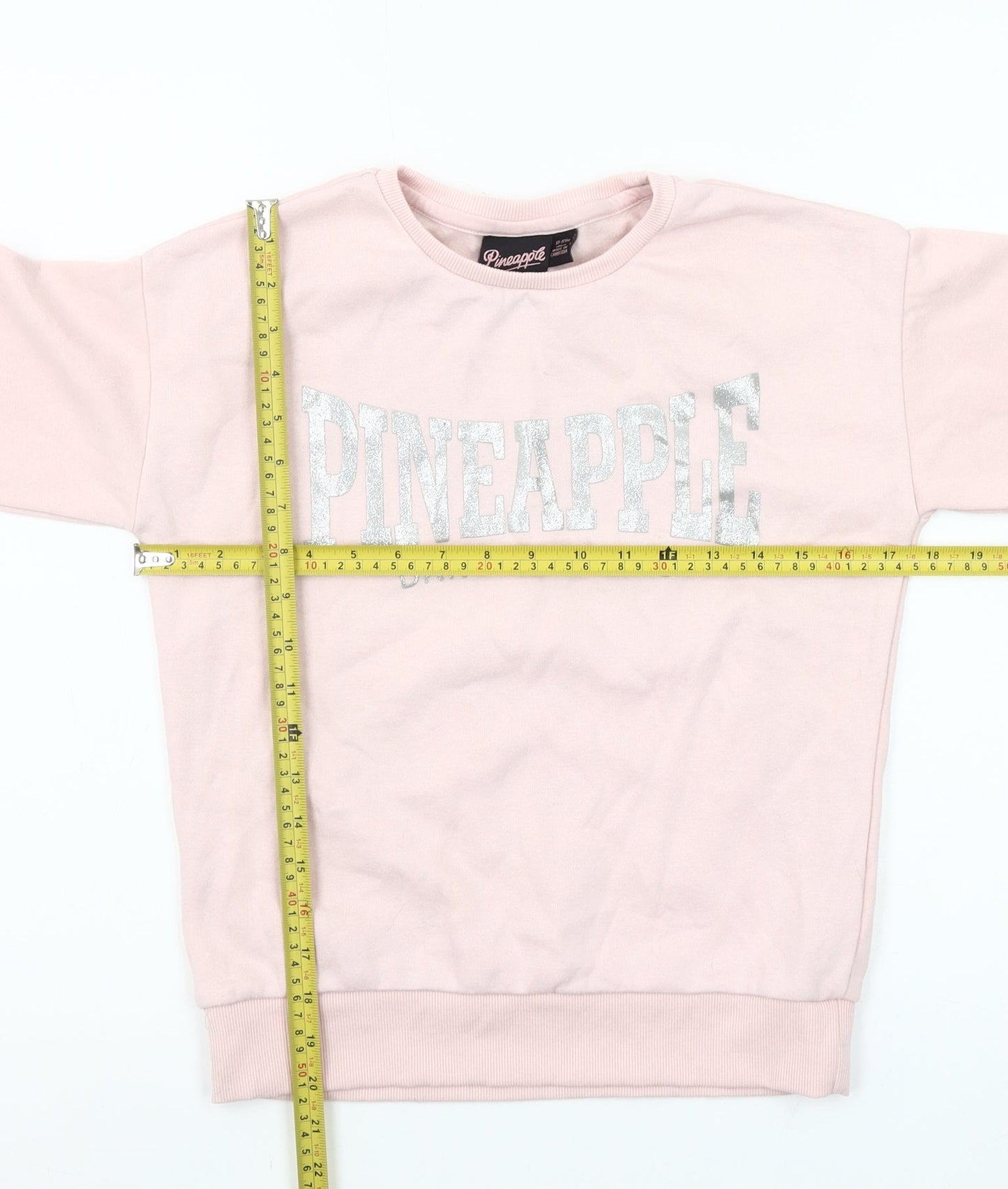 Pineapple Girls Pink Glitter Logo Pullover Sweatshirt 10-11 Years