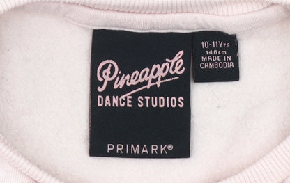Pineapple Girls Pink Glitter Logo Pullover Sweatshirt 10-11 Years
