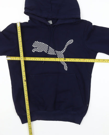 Puma Womens Navy Blue Pullover Hoodie XS Logo Cotton Blend