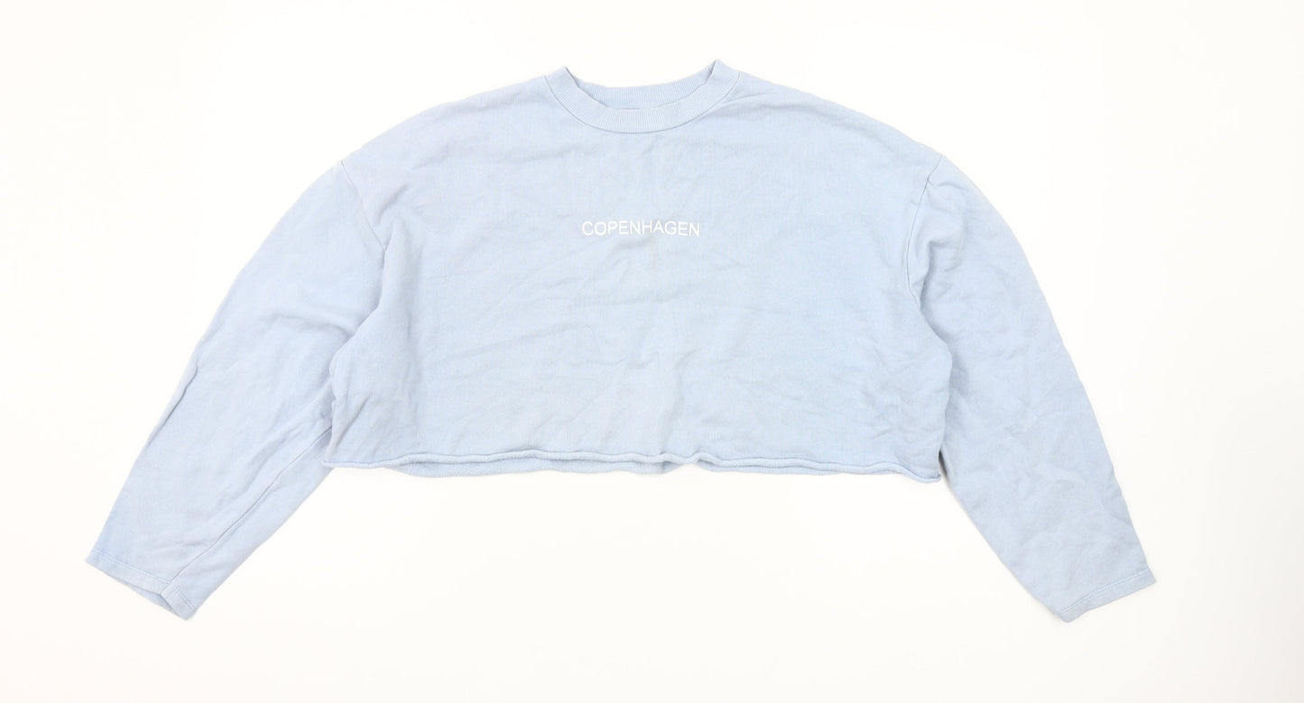 Topshop Petite Blue Copenhagen Cropped Sweatshirt UK 8
