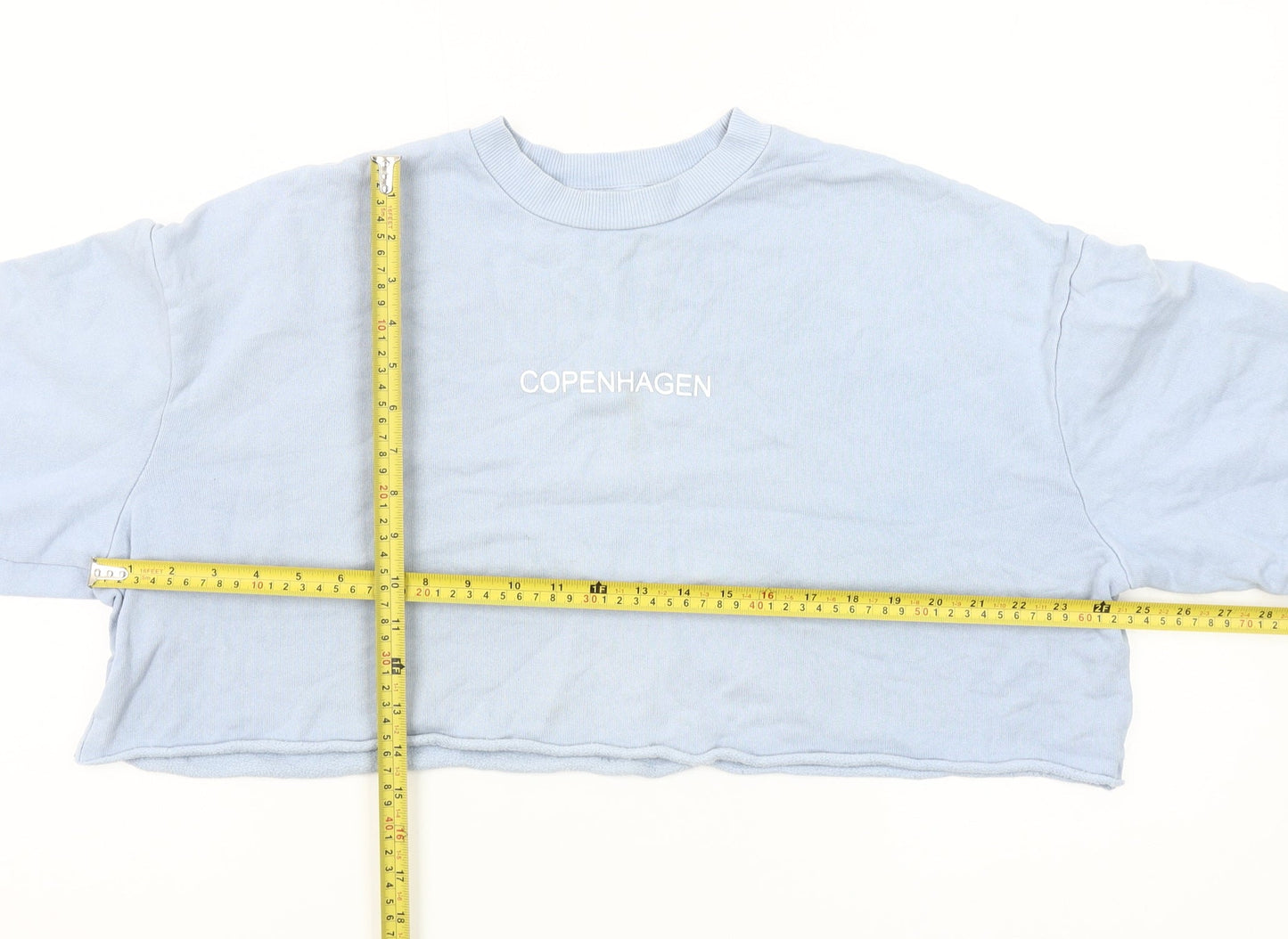 Topshop Petite Blue Copenhagen Cropped Sweatshirt UK 8