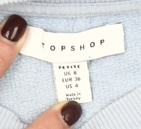 Topshop Petite Blue Copenhagen Cropped Sweatshirt UK 8