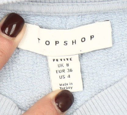 Topshop Petite Blue Copenhagen Cropped Sweatshirt UK 8