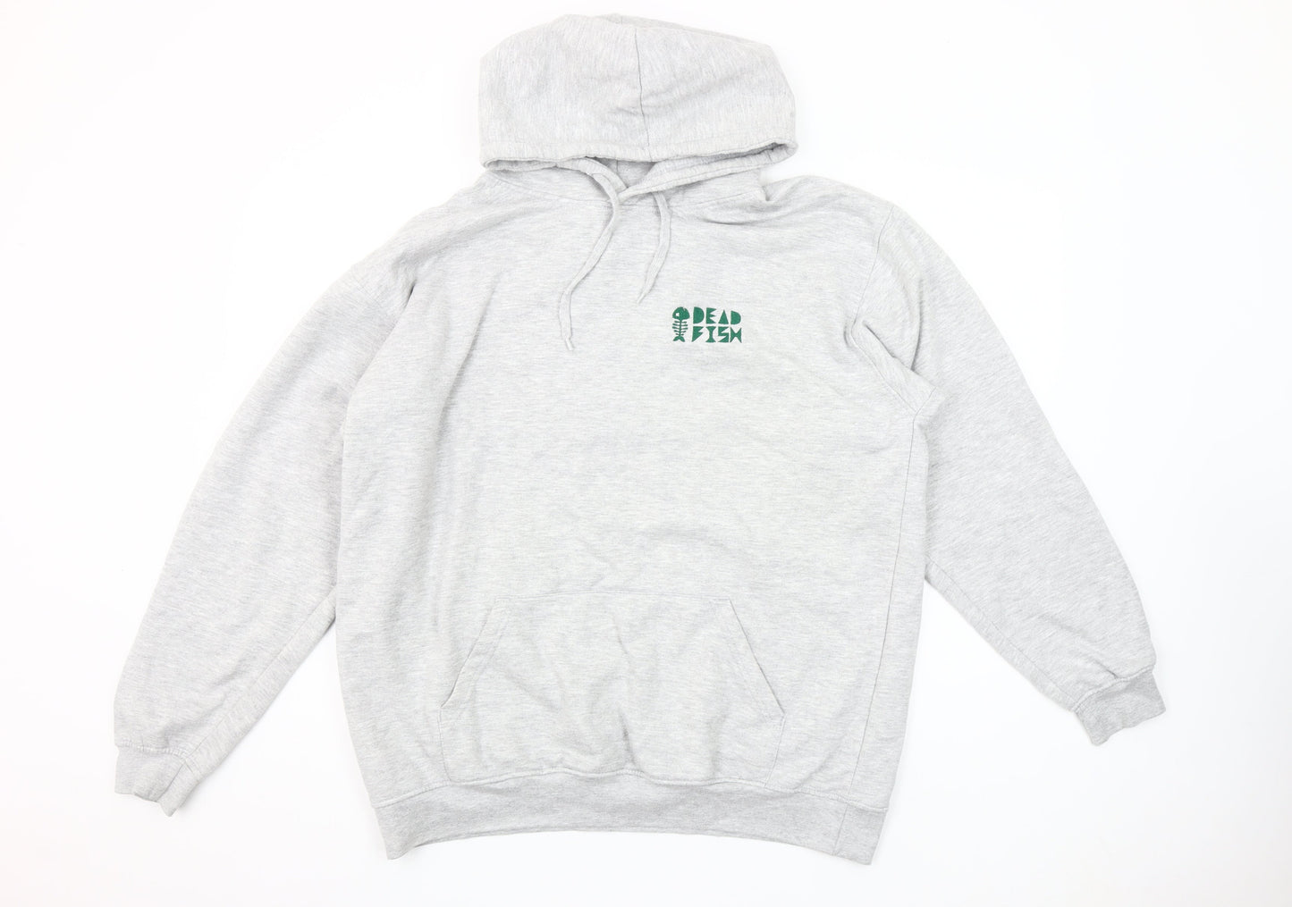 Uneek Mens Grey XL Pullover Hoodie Dead Fish Logo Fleece Sweatshirt