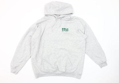 Uneek Mens Grey XL Pullover Hoodie Dead Fish Logo Fleece Sweatshirt