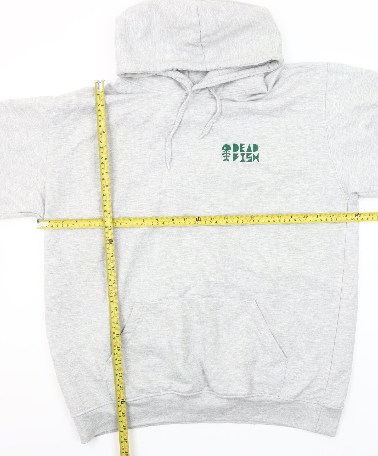 Uneek Mens Grey XL Pullover Hoodie Dead Fish Logo Fleece Sweatshirt