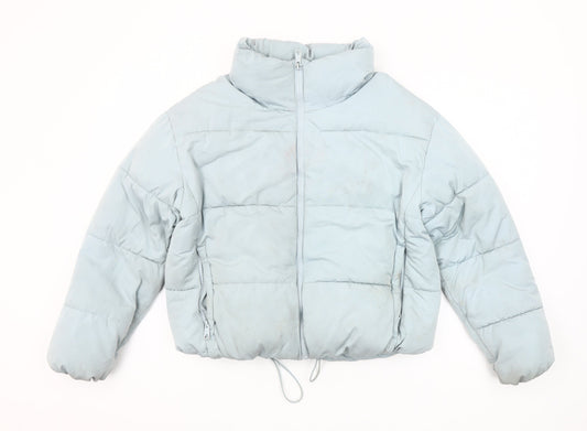 MNG Women’s Grey Puffer Jacket Size S Winter Short Zip Polyester Coat