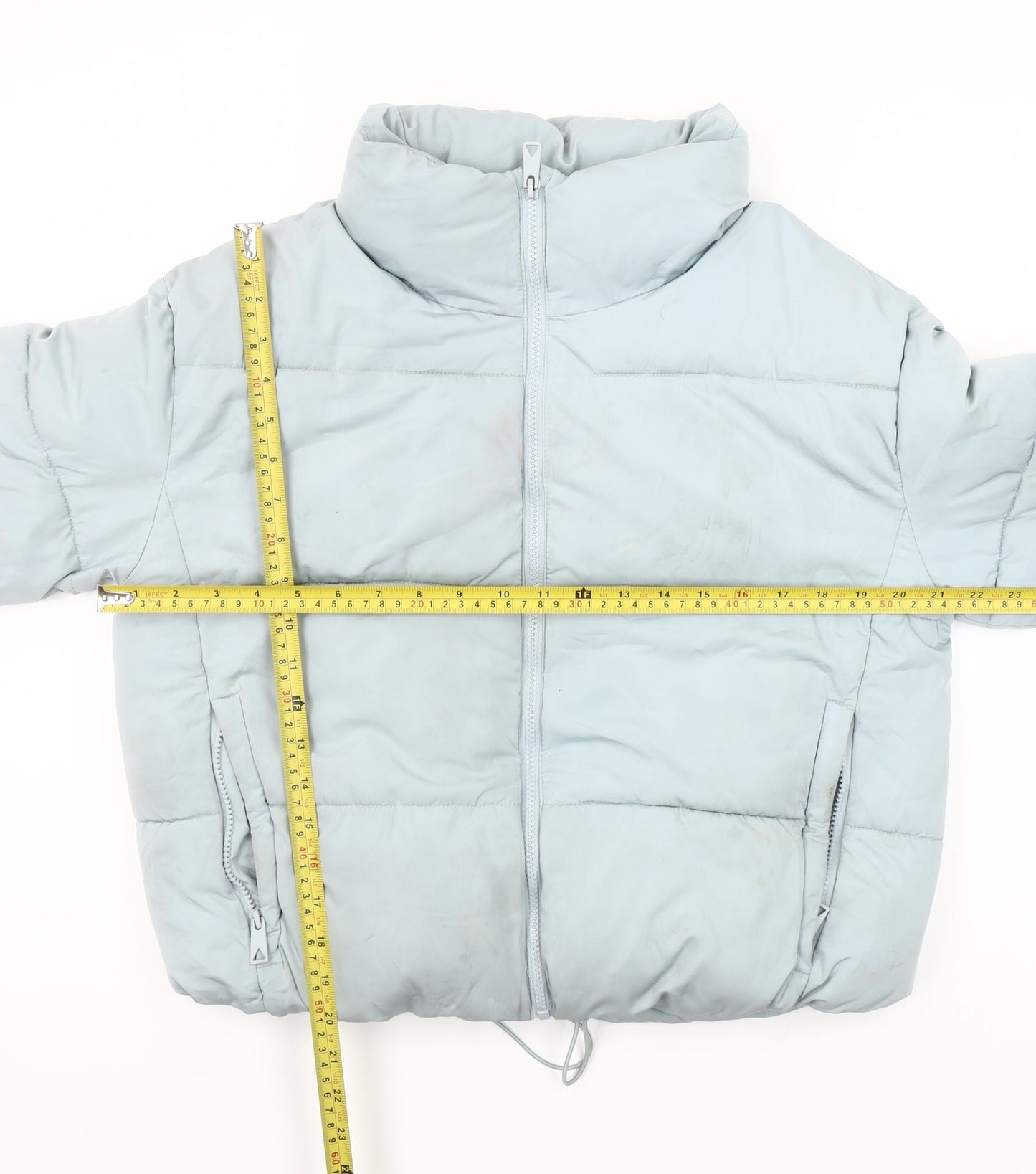 MNG Women’s Grey Puffer Jacket Size S Winter Short Zip Polyester Coat