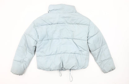 MNG Women’s Grey Puffer Jacket Size S Winter Short Zip Polyester Coat