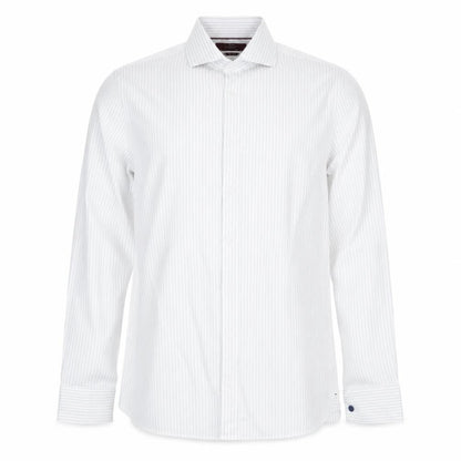 Marks and Spencer Men's White Striped 14.5 Tailored Cotton Shirt