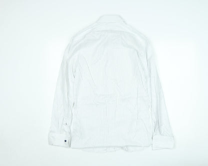 Marks and Spencer Men's White Striped 14.5 Tailored Cotton Shirt