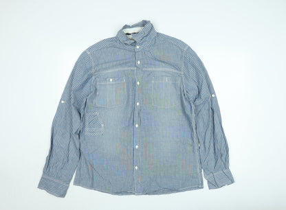 Next Men’s Blue Striped Long Sleeve Cotton Button-Up Shirt L