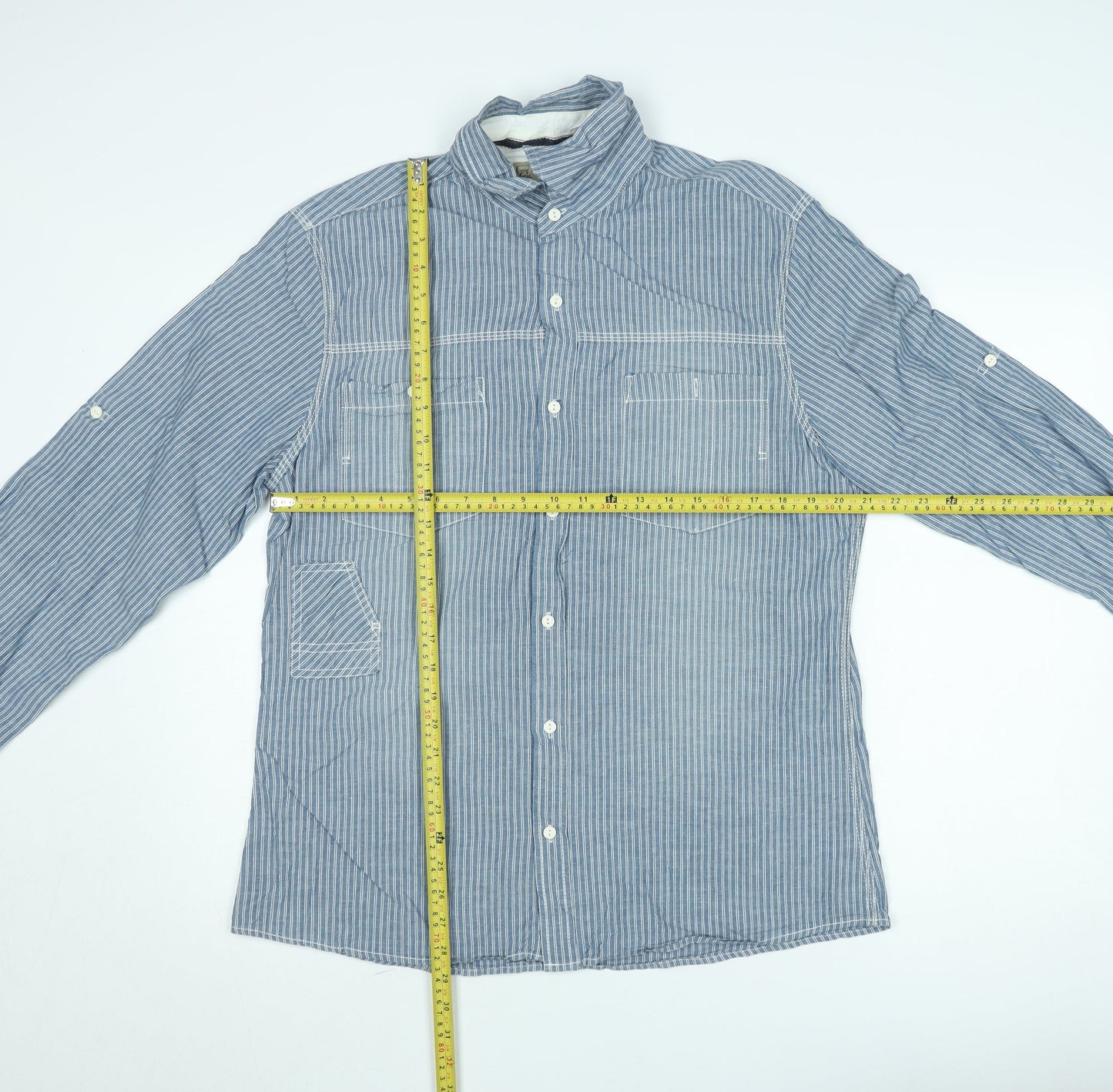 Next Men’s Blue Striped Long Sleeve Cotton Button-Up Shirt L