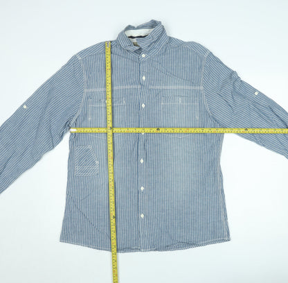 Next Men’s Blue Striped Long Sleeve Cotton Button-Up Shirt L