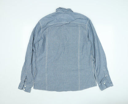 Next Men’s Blue Striped Long Sleeve Cotton Button-Up Shirt L