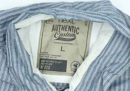 Next Men’s Blue Striped Long Sleeve Cotton Button-Up Shirt L